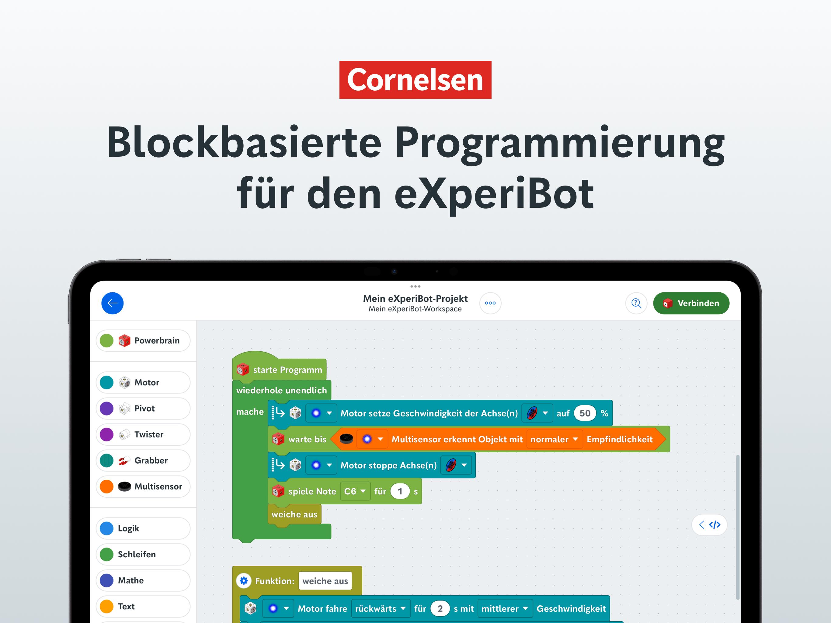 Screenshot der eXperiBot Blockly App