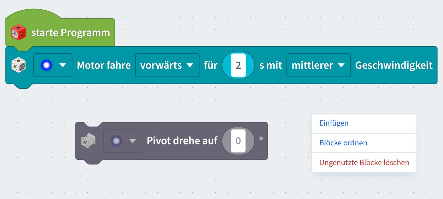 Screenshot des Kontextmenü des Projekts