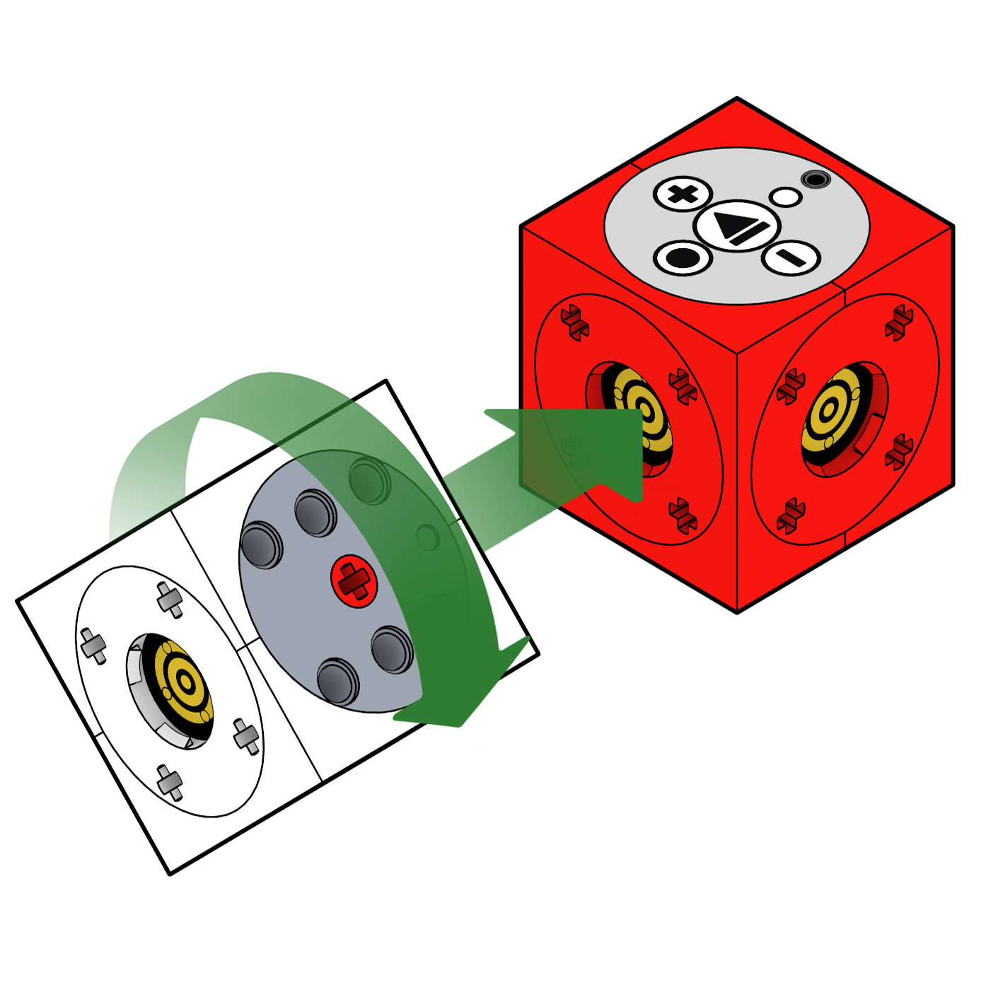 A Powerbrain and a motor module are connected to each other.