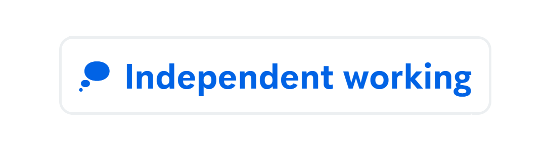 Icon with text “independent working”