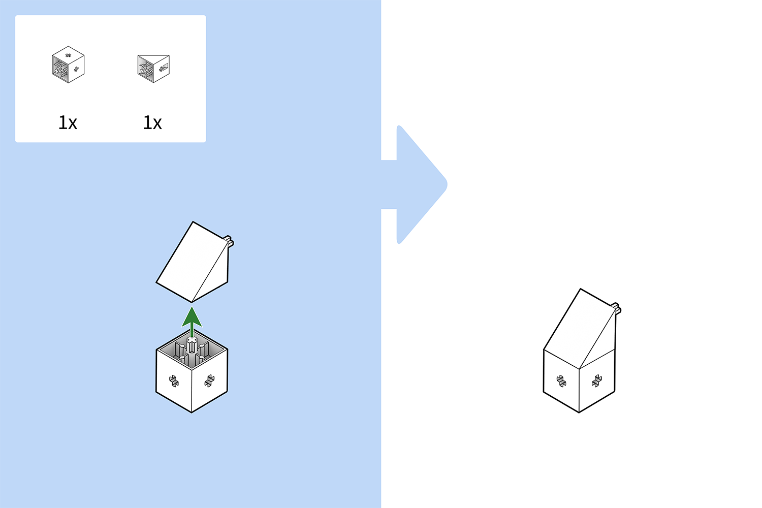 Assembly instructions for the separator: The separator consists of one Cubie and one Cubie corner.
